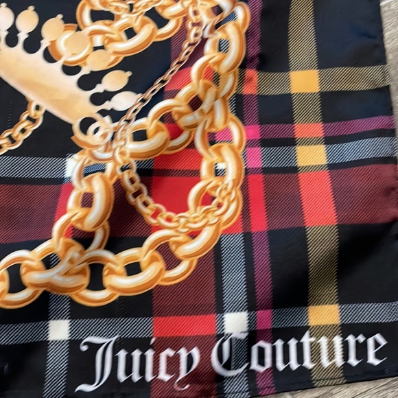 Vintage Juicy Couture Silk Scarf Crest, Chains and Tartan pattern 35"X 35" - Picture 6 of 8